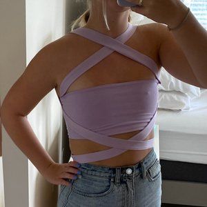purple festival crop top